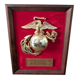 USMC Eagle Globe & Anchor 25" X 21" Vietnam Era Wood Retirement Plaque EUC